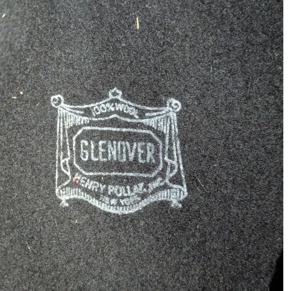 Vintage 50s Glentover Henry Pollak Black Wool Newsboy Cap Gold Trim Hat PinUp